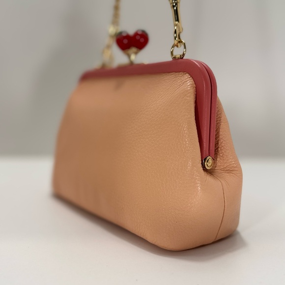 COACH Nora Kisslock Crossbody With Strawberry 🍓Leather Gold/Faded Blush/Taffy - Picture 10 of 16